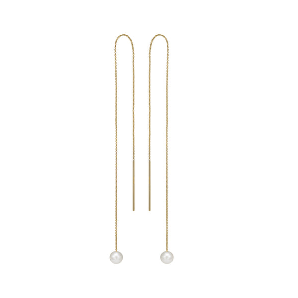 Pearl Threader Earring - HIGH POLISHED GOLD
